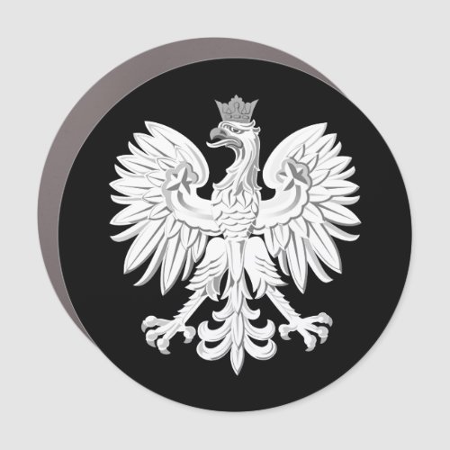 Silver Polish eagle with ceown  car magnet
