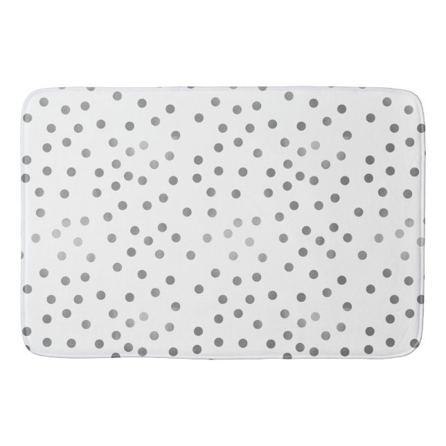 Silver Polka Dots Bathroom Mat (Front)