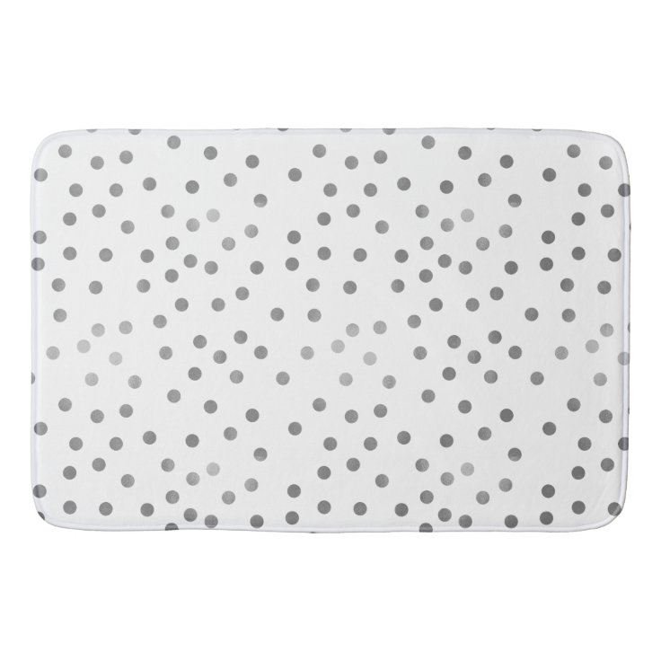 Silver Polka Dots Bathroom Mat | Zazzle