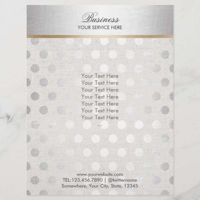 Silver Polka Dots Classy Linen Salon Spa Brochures Flyer (Front)