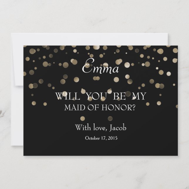 Silver Polka Dots Will You Be My MAID OF HONOR Invitation (Front)