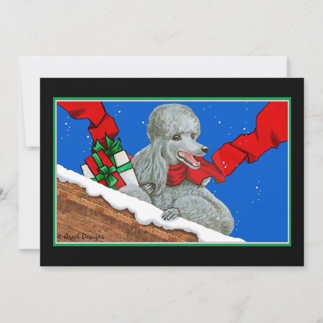 Silver Poodle Christmas Card /Invitation (Front)