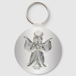 silver praying angel keychain
