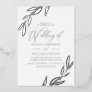 Silver Pressed Foil Leaf Supremely Elegant Wedding Foil Invitation