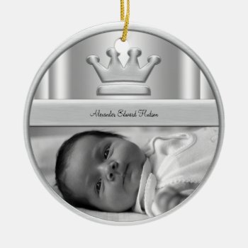 Silver Prince Crown Baby Boy Photo Ornament by decembermorning at Zazzle