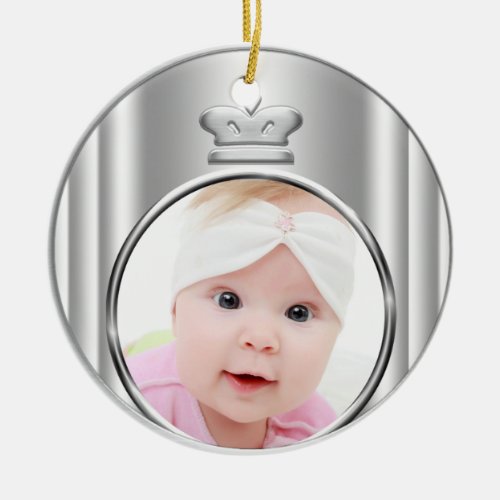 Silver Princess Crown Baby Girl Photo Ornament