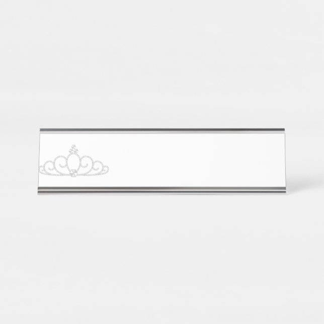 Silver Princess Crown Desk Name Plate (Front)