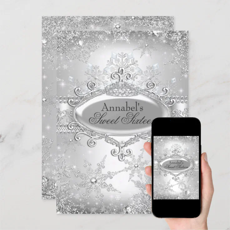 Silver Princess Winter Wonderland Sweet 16 Invite Zazzle