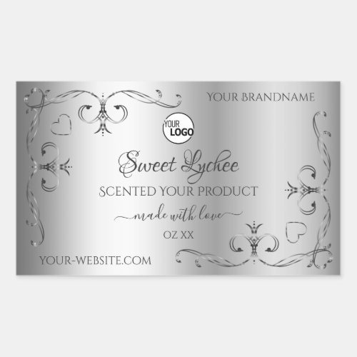 Silver Product Labels Ornate Corner Borders Logo