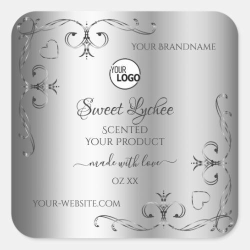 Silver Product Labels Ornate Corner Borders Logo