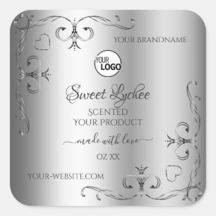 Silver Product Labels Ornate Corner Borders Logo