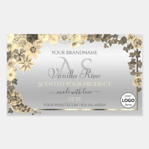Silver Product Labels Sepia Flowers Monogram Logo