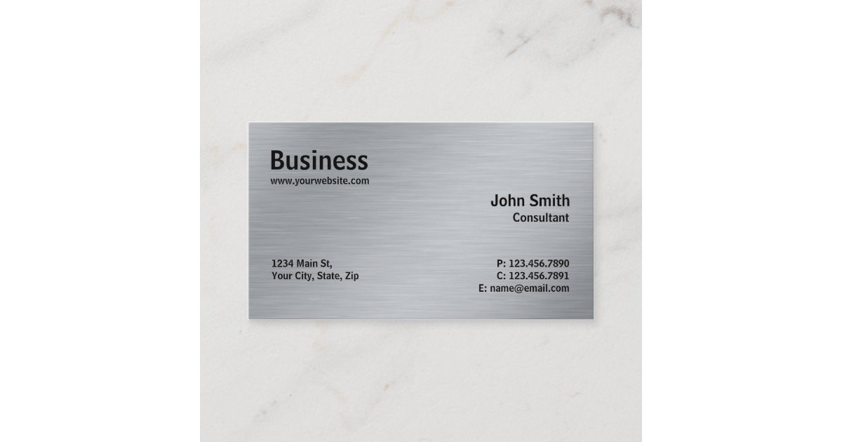 Silver Professional Elegant Metal Modern Plain Business Card | Zazzle