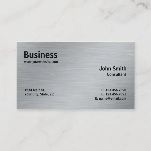 Silver Professional Elegant Metal Modern Plain Business Card | Zazzle