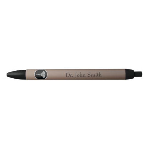 Silver Professional Medical Caduceus Black Ink Pen