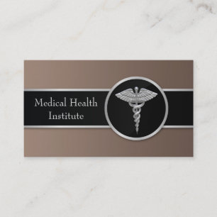 Silver Professional Medical Caduceus Business Card