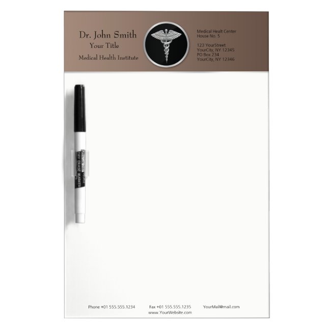 Silver Professional Medical Caduceus DryEraseBoard (Front)