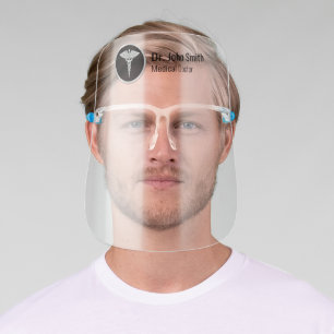 Silver Professional Medical Caduceus Face Shield