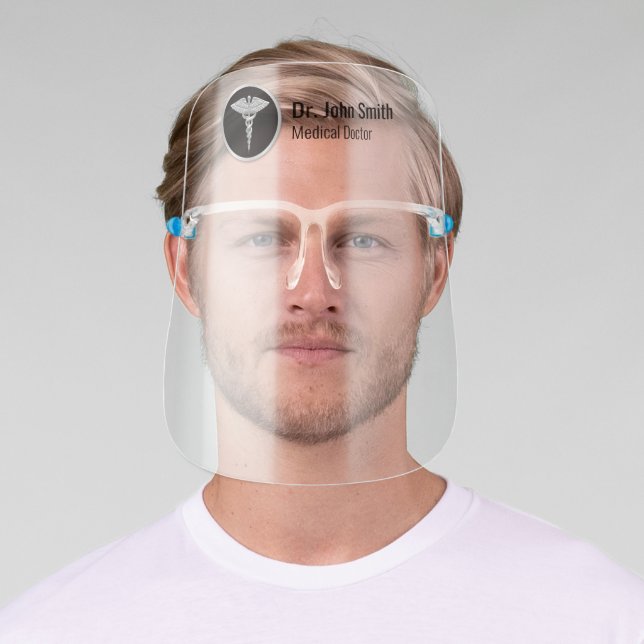 Silver Professional Medical Caduceus Face Shield (Insitu)