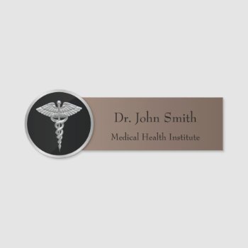Silver Professional Medical Caduceus Name Tag by SorayaShanCollection at Zazzle