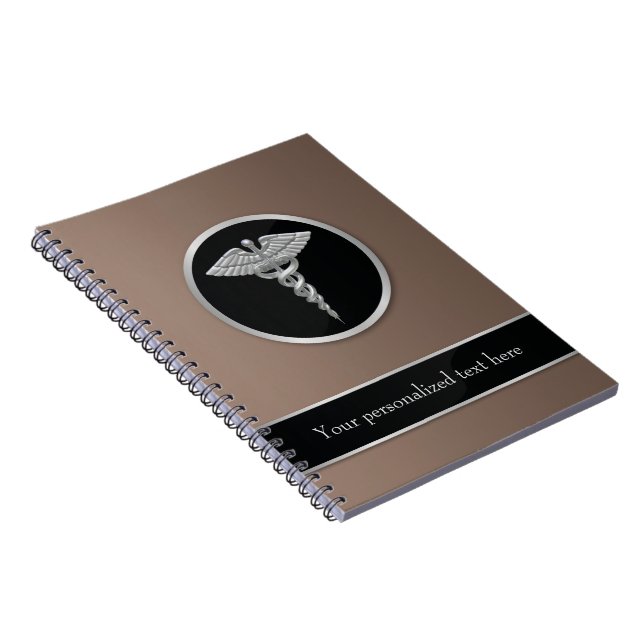 Silver Professional Medical Caduceus Notebook (Right Side)