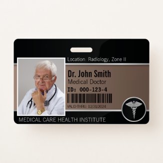 Silver Professional Medical Caduceus Photo ID