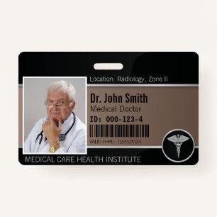 Silver Professional Medical Caduceus Photo ID Badge