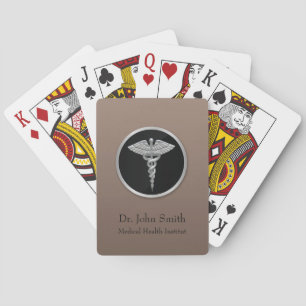 Silver Professional Medical Caduceus Poker Cards