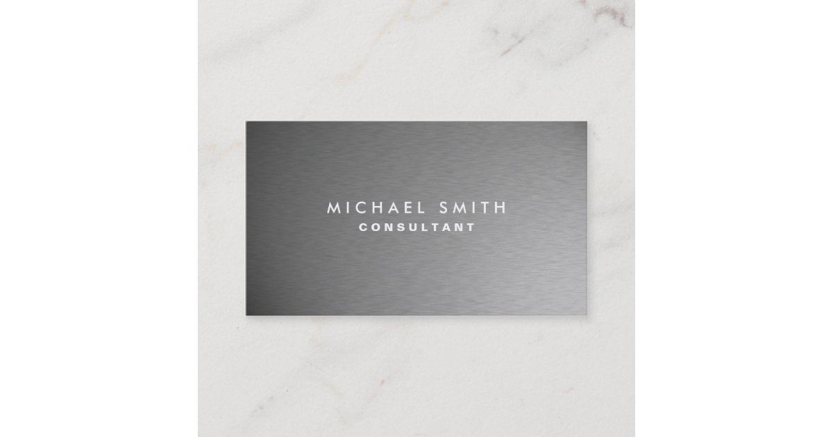 Silver Professional Metal Elegant Modern Plain Business Card | Zazzle