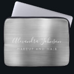 Silver Professional Metallic Monogram Business Laptop Sleeve<br><div class="desc">Modern Silver Girly Make Up and Hair Beauty Salon Faux Metallic Stainless Elegant Monogram Promotional Laptop Bag or Sleeve Promotional (promo) advertisement Case. This classy professional business computer case can be customized to include your monogrammed script signature name and job title profession or position.</div>