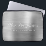 Silver Professional Metallic Monogram Business Laptop Sleeve<br><div class="desc">Modern Silver Girly Make Up and Hair Beauty Salon Faux Metallic Stainless Elegant Monogram Promotional Laptop Bag or Sleeve Promotional (promo) advertisement Case. This classy professional business computer case can be customized to include your monogrammed script signature name and job title profession or position.</div>
