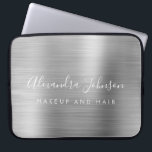 Silver Professional Metallic Monogram Business Laptop Sleeve<br><div class="desc">Modern Silver Girly Make Up and Hair Beauty Salon Faux Metallic Stainless Elegant Monogram Promotional Laptop Bag or Sleeve Promotional (promo) advertisement Case. This classy professional business computer case can be customized to include your monogrammed script signature name and job title profession or position.</div>