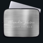 Silver Professional Metallic Monogram Business Laptop Sleeve<br><div class="desc">Modern Silver Girly Make Up and Hair Beauty Salon Faux Metallic Stainless Elegant Monogram Promotional Laptop Bag or Sleeve Promotional (promo) advertisement Case. This classy professional business computer case can be customized to include your monogrammed script signature name and job title profession or position.</div>