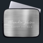 Silver Professional Metallic Monogram Business Laptop Sleeve<br><div class="desc">Modern Silver Girly Make Up and Hair Beauty Salon Faux Metallic Stainless Elegant Monogram Promotional Laptop Bag or Sleeve Promotional (promo) advertisement Case. This classy professional business computer case can be customized to include your monogrammed script signature name and job title profession or position.</div>