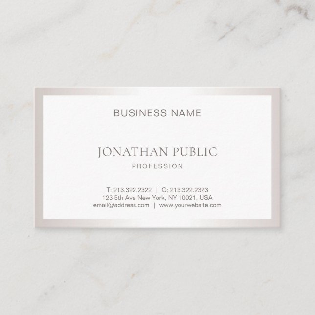 Silver Professional Plain Sleek Stylish Design Business Card (Front)