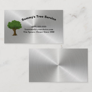 Silver Professional Tree Trimming Service Business Business Card