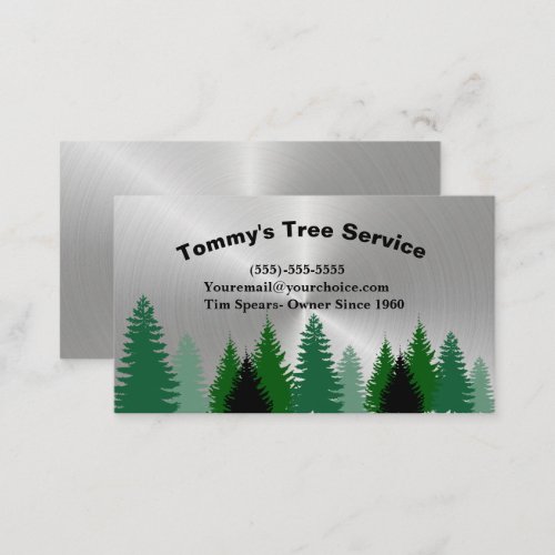 Silver Professional Tree Trimming Service Business Card