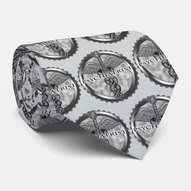 Silver Psychiatrist Neck Tie (Rolled)