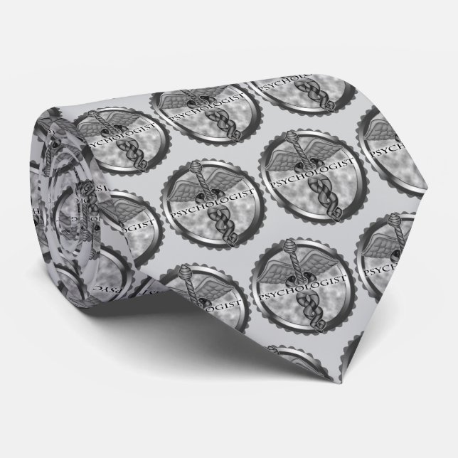 Silver Psychologist  Neck Tie (Rolled)