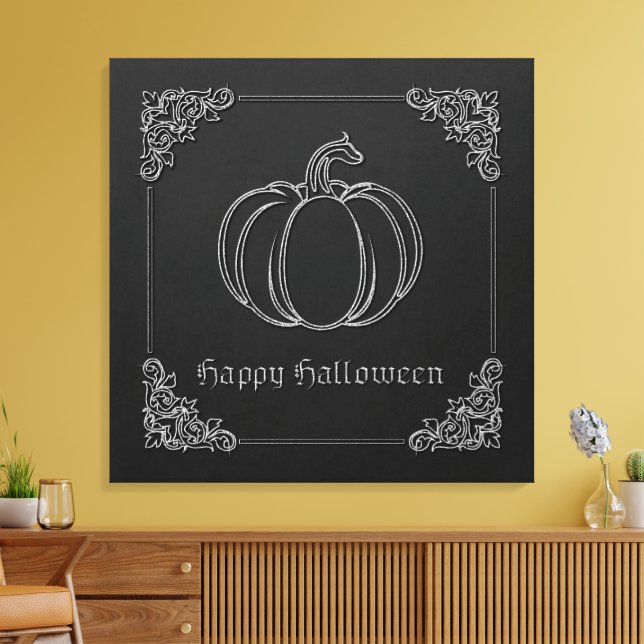 Silver Pumpkin Halloween Canvas Print (Insitu(LivingRoom))