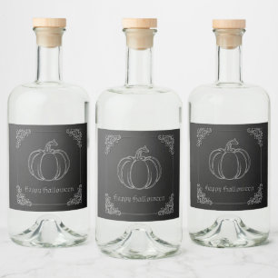 Silver Pumpkin Halloween Liquor Bottle Label