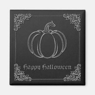 Silver Pumpkin Halloween Magnet
