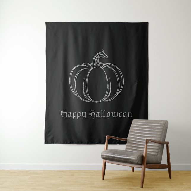Silver Pumpkin Halloween Photo Backdrop (In Situ)
