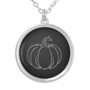 Silver Pumpkin Halloween Plated Necklace