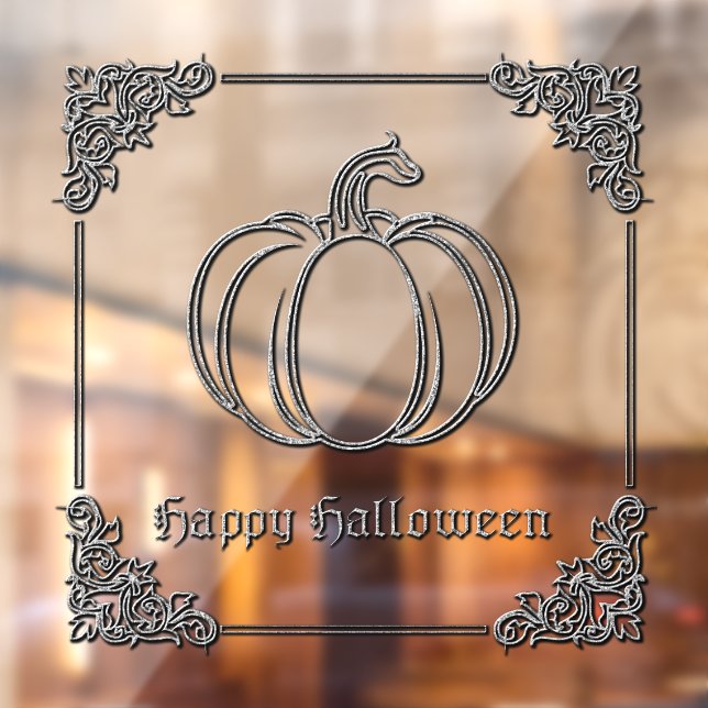 Silver Pumpkin Halloween Window Cling (Sheet 2)