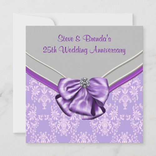 Silver Purple 25th Wedding Anniversary Party Custom Invites