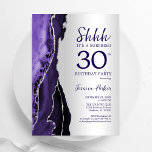 Silver Purple Agate Surprise 30th Birthday Invitation<br><div class="desc">Purple and silver agate surprise 30th birthday party invitation. Elegant modern design featuring watercolor agate marble geode background,  faux glitter silver and typography script font. Trendy invite card perfect for a stylish women's bday celebration. Printed Zazzle invitations or instant download digital printable template.</div>