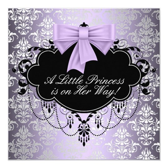 Silver Purple Black Princess Baby Girl Shower Card