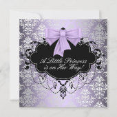 Silver Purple Black Princess Baby Girl Shower Invitation (Front)