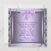 Silver Purple Black Princess Baby Girl Shower Invitation (Back)